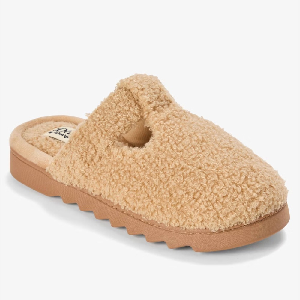 Tan Faux Shearling Slippers dluxe by Dearfoams Nylah Women's Size M 7/8